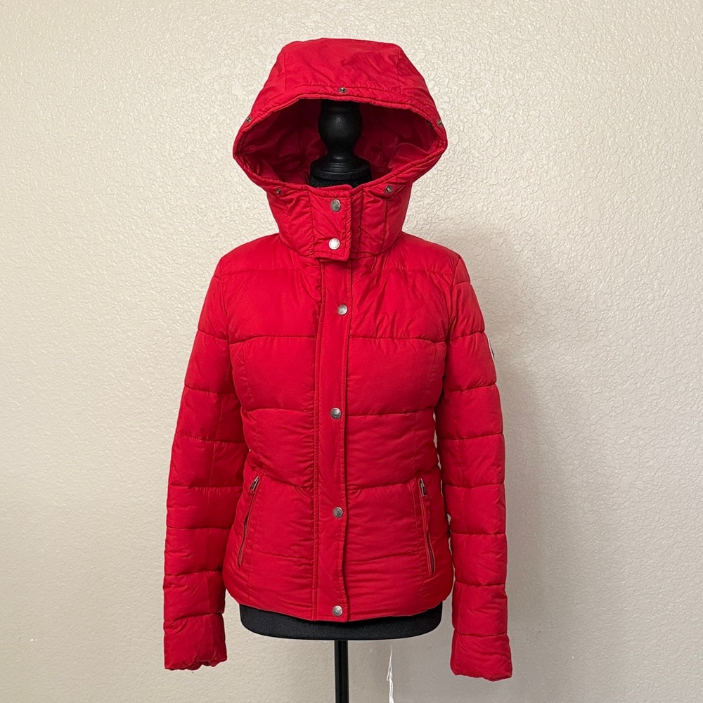 Abercrombie & Fitch Vibrant Red Puffer Jacket